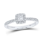 Captivating Elegance: 14kt White Gold Princess Diamond Square Halo Bridal Wedding Engagement Ring 1/2 Cttw - Splendid Jewellery