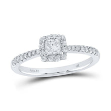 Load image into Gallery viewer, Captivating Elegance: 14kt White Gold Princess Diamond Square Halo Bridal Wedding Engagement Ring 1/2 Cttw - Splendid Jewellery