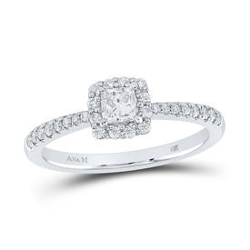 Captivating Elegance: 14kt White Gold Princess Diamond Square Halo Bridal Wedding Engagement Ring 1/2 Cttw - Splendid Jewellery