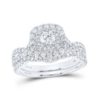 Captivating Elegance: 14kt White Gold Round Diamond Halo Bridal Wedding Ring Band Set with Blue Sapphire - Splendid Jewellery