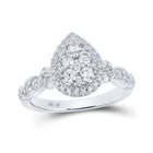 Captivating Elegance: 14kt White Gold Teardrop Diamond Wedding Ring - Splendid Jewellery