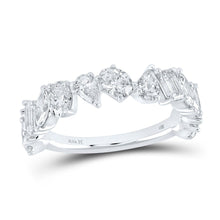 Load image into Gallery viewer, Captivating Elegance | 14kt White Gold Women's Pear Emerald Marquise Oval Alternating Diamond Band Ring 1 - 1/3 Cttw - Splendid Jewellery