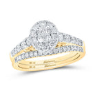Captivating Elegance: 14kt Yellow Gold Oval Diamond Halo Bridal Wedding Ring Band Set - Splendid Jewellery