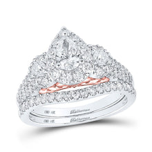 Load image into Gallery viewer, Captivating Elegance: Two - Tone Gold Pear Diamond Halo Bridal Wedding Ring Band Set - Splendid Jewellery