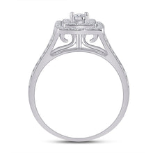 Load image into Gallery viewer, Captivating "Eternal Radiance" 10kt White Gold Round Diamond Halo Bridal Wedding Ring Band Set 1/2 Cttw - Splendid Jewellery