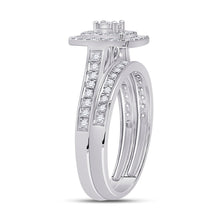 Load image into Gallery viewer, Captivating "Eternal Radiance" 10kt White Gold Round Diamond Halo Bridal Wedding Ring Band Set 1/2 Cttw - Splendid Jewellery