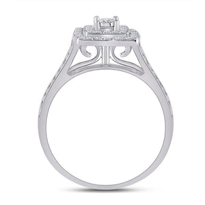 Captivating "Eternal Radiance" 10kt White Gold Round Diamond Halo Bridal Wedding Ring Band Set 1/2 Cttw - Splendid Jewellery