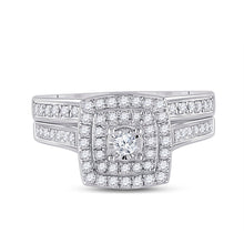 Load image into Gallery viewer, Captivating "Eternal Radiance" 10kt White Gold Round Diamond Halo Bridal Wedding Ring Band Set 1/2 Cttw - Splendid Jewellery
