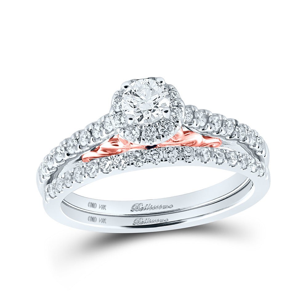 Captivating "Golden Radiance" Two - Tone Diamond Bridal Wedding Ring Band Set - Splendid Jewellery