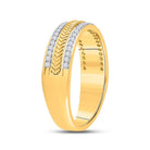 Captivating "Golden Wheat Brilliance" 14kt Yellow Gold Mens Round Diamond Wedding Band Ring 1/3 Cttw - Splendid Jewellery