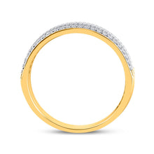 Load image into Gallery viewer, Captivating &quot;Golden Wheat Brilliance&quot; 14kt Yellow Gold Mens Round Diamond Wedding Band Ring 1/3 Cttw - Side View