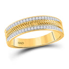 Captivating "Golden Wheat Brilliance" 14kt Yellow Gold Mens Round Diamond Wedding Band Ring 1/3 Cttw - Top View