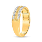 Captivating "Golden Wheat Brilliance" 14kt Yellow Gold Mens Round Diamond Wedding Band Ring 1/3 Cttw - Second Side View