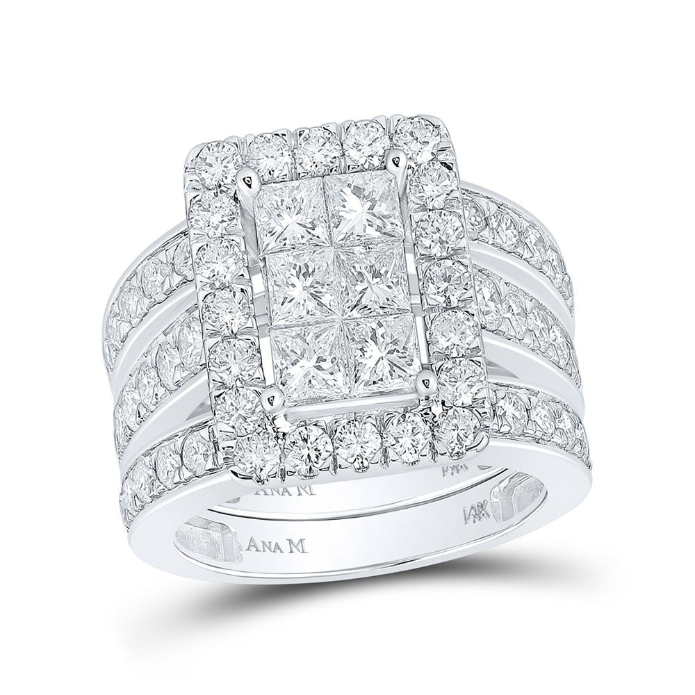 Captivating Halo Brilliance 14kt White Gold Princess Diamond Bridal Set - Splendid Jewellery