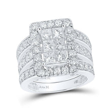 Load image into Gallery viewer, Captivating Halo Brilliance 14kt White Gold Princess Diamond Bridal Set - Splendid Jewellery