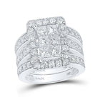 Captivating Halo Brilliance 14kt White Gold Princess Diamond Bridal Set - Splendid Jewellery