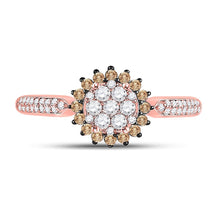 Load image into Gallery viewer, Captivating Halo Cluster Brown Diamond Ring in 10kt Rose Gold - Alternate view 4 from Splendid Jewellery