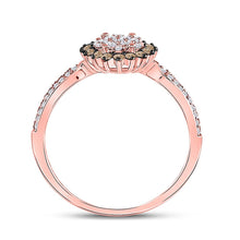 Load image into Gallery viewer, Captivating Halo Cluster Brown Diamond Ring in 10kt Rose Gold - Alternate view 3 from Splendid Jewellery