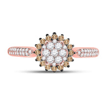 Load image into Gallery viewer, Captivating Halo Cluster Brown Diamond Ring in 10kt Rose Gold - Splendid Jewellery