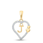 Captivating J - Shaped Diamond Initial & Letter Pendant in 10kt Yellow Gold - Splendid Jewellery