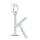 Captivating K - Shaped Diamond Initial Pendant in 14kt White Gold - Splendid Jewellery