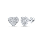 Captivating Love: 10kt White Gold Womens Round Diamond Heart Earrings 1/2 Cttw - Splendid Jewellery