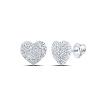 Load image into Gallery viewer, Captivating Love: 10kt White Gold Womens Round Diamond Heart Earrings 1/2 Cttw - Splendid Jewellery