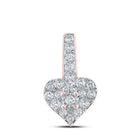 Captivating Love and Diamond Heart Pendant | 10kt Rose Gold Womens Round Diamond Heart Pendant 1/3 Cttw - Splendid Jewellery