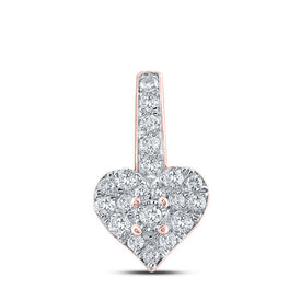 Captivating Love and Diamond Heart Pendant | 10kt Rose Gold Womens Round Diamond Heart Pendant 1/3 Cttw - Splendid Jewellery