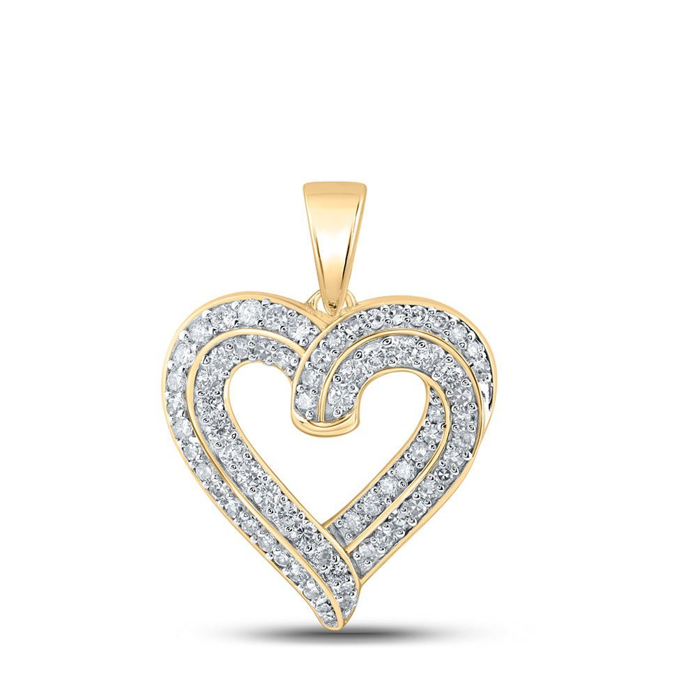 Captivating Love Brilliance Pendant | 10kt Yellow Gold Womens Round Diamond Heart Pendant 5/8 Cttw - Splendid Jewellery