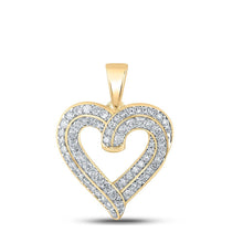 Load image into Gallery viewer, Captivating Love Brilliance Pendant | 10kt Yellow Gold Womens Round Diamond Heart Pendant 5/8 Cttw - Splendid Jewellery