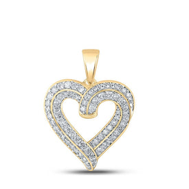 Captivating Love Brilliance Pendant | 10kt Yellow Gold Womens Round Diamond Heart Pendant 5/8 Cttw - Splendid Jewellery