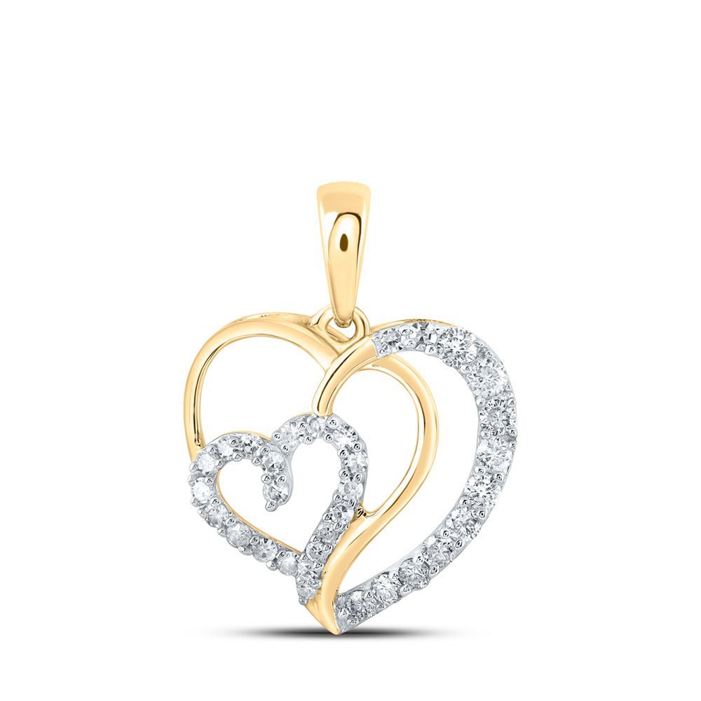 Captivating Love & Diamond Heart Pendant | 10kt Yellow Gold Womens Round Diamond Heart Pendant 1/4 Cttw | Splendid Jewellery - Splendid Jewellery