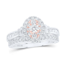 Load image into Gallery viewer, Captivating Love Story | 10kt Two - tone Gold Round Diamond Oval Halo Bridal Wedding Ring Band Set 1 Cttw - Splendid Jewellery