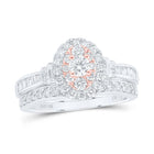 Captivating Love Story | 10kt Two - tone Gold Round Diamond Oval Halo Bridal Wedding Ring Band Set 1 Cttw - Splendid Jewellery