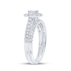 Captivating Love Story | 10kt White Gold Emerald Diamond Halo Bridal Wedding Ring Band Set 3/4 Cttw | Splendid Jewellery - Alternate view 3 from Splendid Jewellery