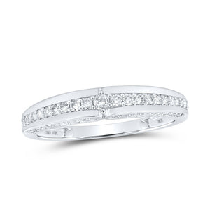 Captivating Love Story | 10kt White Gold His Hers Round Diamond Halo Matching Wedding Set 1 - 3/4 Cttw - Splendid Jewellery