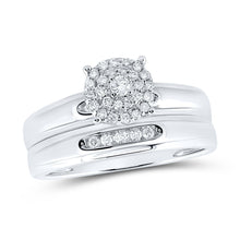 Load image into Gallery viewer, Captivating Love Story | 10kt White Gold His Hers Round Diamond Halo Matching Wedding Set 1/3 Cttw | Splendid Jewellery - Splendid Jewellery