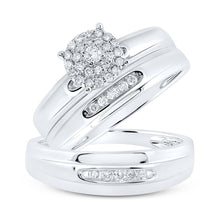 Load image into Gallery viewer, Captivating Love Story | 10kt White Gold His Hers Round Diamond Halo Matching Wedding Set 1/3 Cttw | Splendid Jewellery - Splendid Jewellery