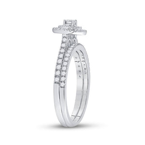 Captivating Love Story | 10kt White Gold Round Diamond Bridal Wedding Ring Band Set 1/3 Cttw - Splendid Jewellery