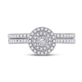 Captivating Love Story | 10kt White Gold Round Diamond Bridal Wedding Ring Band Set 1/3 Cttw - Splendid Jewellery