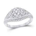 Captivating Love Story 10kt White Gold Round Diamond Cluster 3 - stone Bridal Wedding Engagement Ring - Splendid Jewellery