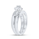Captivating Love Story | 10kt White Gold Round Diamond Halo Bridal Wedding Ring Band Set 1/6 Cttw - Alternate view 3 from Splendid Jewellery