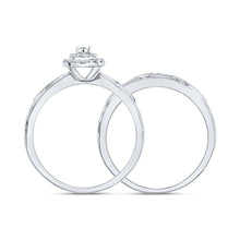Load image into Gallery viewer, Captivating Love Story | 10kt White Gold Round Diamond Halo Bridal Wedding Ring Band Set 1/6 Cttw - Splendid Jewellery