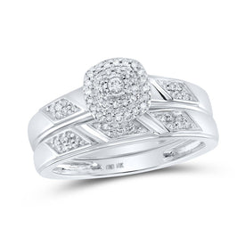 Captivating Love Story | 10kt White Gold Round Diamond Halo Bridal Wedding Ring Band Set 1/6 Cttw - Alternate view 1 from Splendid Jewellery