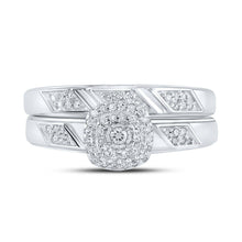Load image into Gallery viewer, Captivating Love Story | 10kt White Gold Round Diamond Halo Bridal Wedding Ring Band Set 1/6 Cttw - Splendid Jewellery