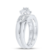 Load image into Gallery viewer, Captivating Love Story | 10kt White Gold Round Diamond Halo Bridal Wedding Ring Band Set 1/6 Cttw - Splendid Jewellery