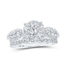 Captivating Love Story | 10kt White Gold Round Diamond Halo Bridal Wedding Ring Band Set - Splendid Jewellery