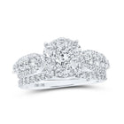 Captivating Love Story | 10kt White Gold Round Diamond Halo Bridal Wedding Ring Band Set - Splendid Jewellery