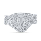 Captivating Love Story | 10kt White Gold Round Diamond Oval Bridal Wedding Ring Band Set 3/4 Cttw - Splendid Jewellery